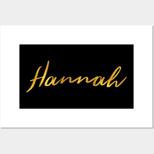 Hannah Name Hand Lettering in Faux Gold Letters Posters and Art